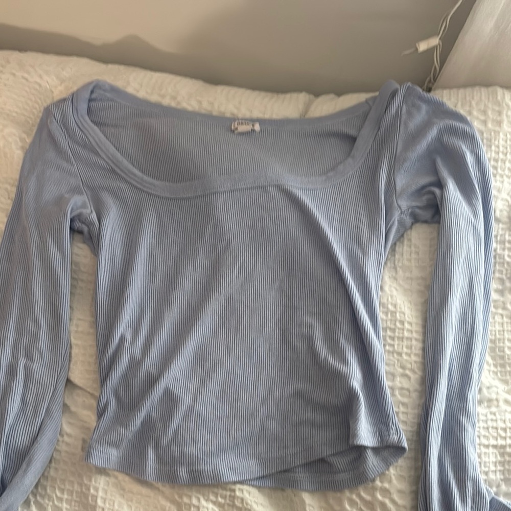 Light Blue Ribbed Women's Top
